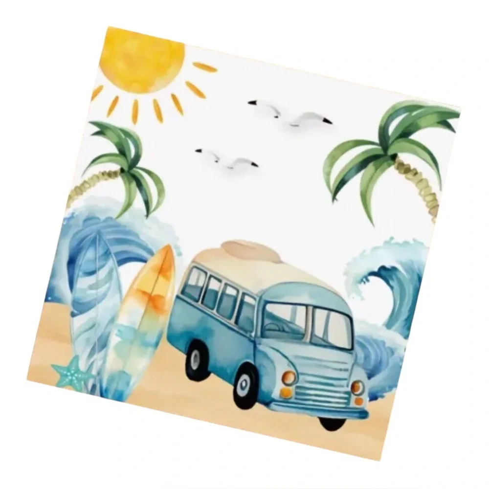 Two (2) Surfing Beach Themed Luncheon Size Decoupage Individual Paper Napkins